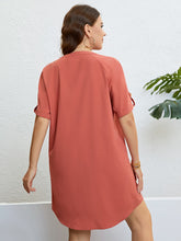 Robe droite boutonnée à col cranté grande taille
